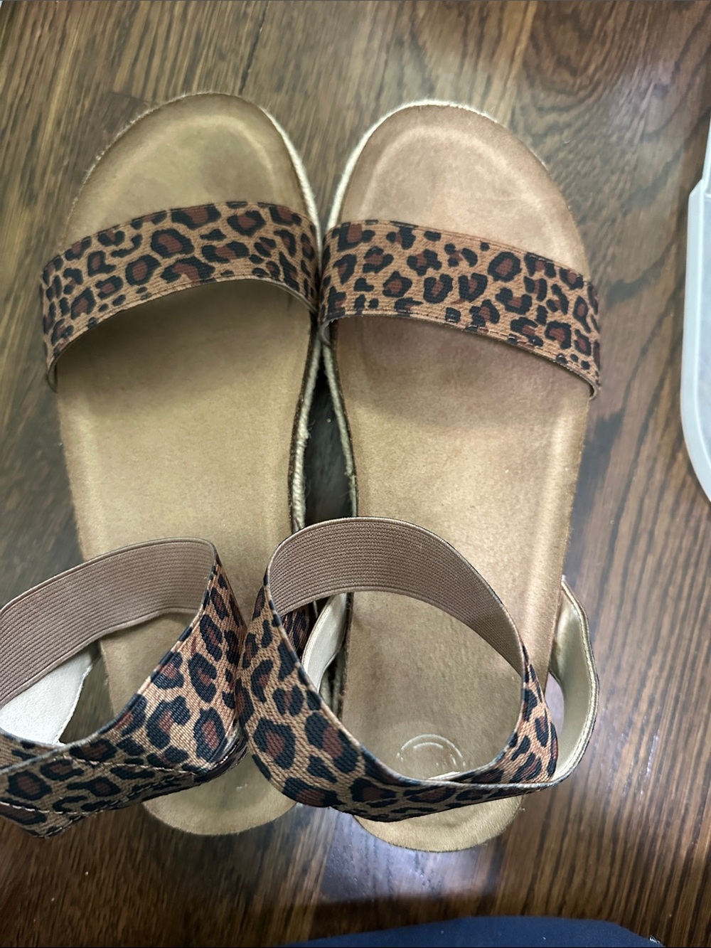 wonder nation Leopard Print Slide Sandals in Brown